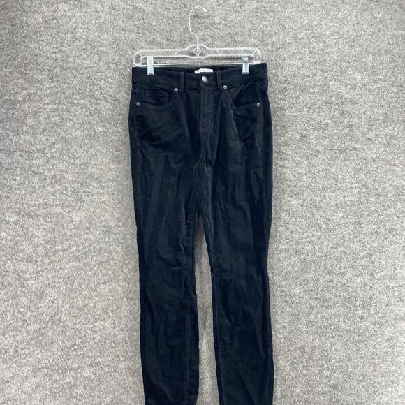 Loft Pants Women 27 Plus Black Mid Rise Corduroy Curvy Skinny Flat Front Chino - Picture 3 of 11